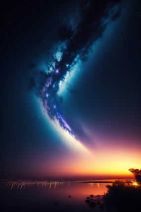 夜晚唯美极光星空夜景图片